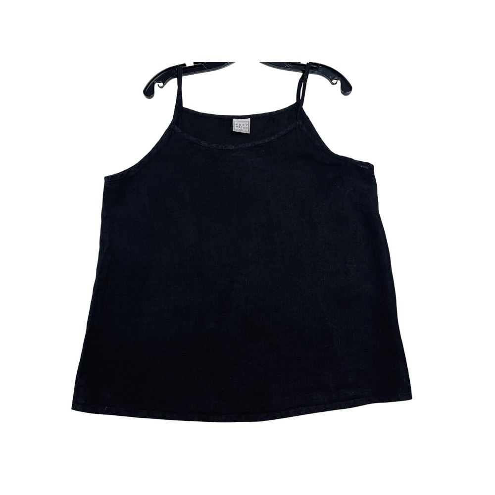 Pure Match USA Tank Camisole XL Black Linen Minimalist Strappy Earthy Capsule